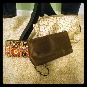 Bundle of luxury makeup bags and a wristlet